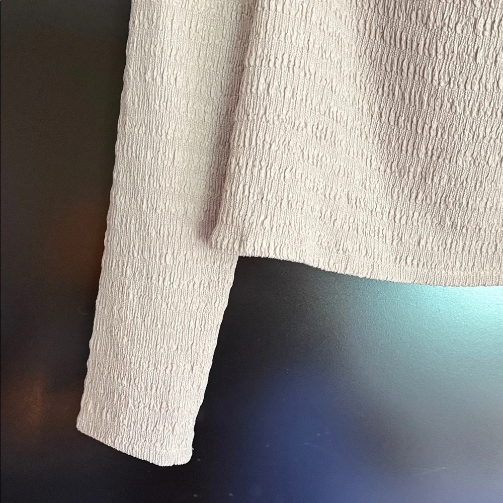 H&M Cream Textured Long Sleeve Blouse